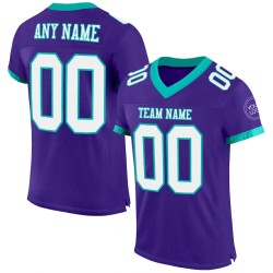 Maillot de Rugby personnalisé Violet Blanc-Aqua en maille, style