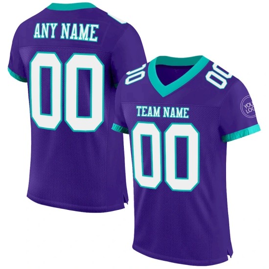 Maillot de Rugby personnalisé Violet Blanc-Aqua en maille, style