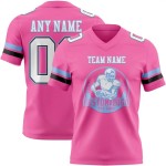 Maillot de Rugby personnalisé Rose Blanc Noir-Bleu clair en maille, style