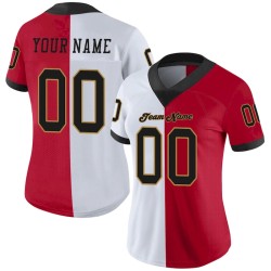 Maillot de Rugby personnalisé Rouge Noir-Blanc en maille, style Split