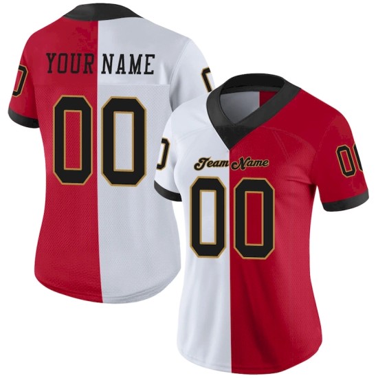 Maillot de Rugby personnalisé Rouge Noir-Blanc en maille, style Split
