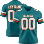 Maillot de Rugby personnalisé Teal Blanc-Orange en maille, style