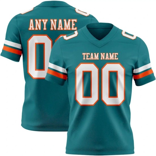 Maillot de Rugby personnalisé Teal Blanc-Orange en maille, style