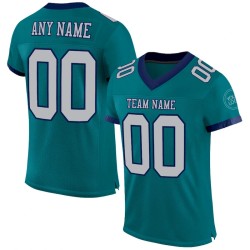 Maillot de Rugby personnalisé Teal Gris-Bleu marine en maille, style