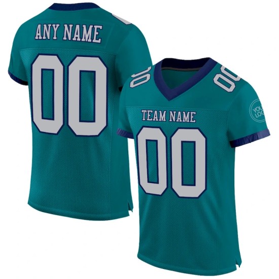 Maillot de Rugby personnalisé Teal Gris-Bleu marine en maille, style Maillot de Rugby personnalisé Teal Gris-Bleu marine en maille, style