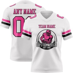 Maillot de Rugby personnalisé Blanc Rose-Noir en maille, style