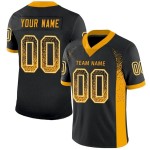 Maillot de Rugby personnalisé Noir Or-Blanc en maille, style Drift