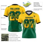 Maillot de Rugby personnalisé Jaune Vert Kelly-Noir en maille, dégradé carré pour flag Rugby