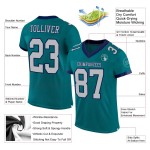 Maillot de Rugby personnalisé Teal Gris-Bleu marine en maille, style Maillot de Rugby personnalisé Teal Gris-Bleu marine en maille, style
