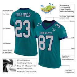 Maillot de Rugby personnalisé Teal Gris-Bleu marine en maille, style