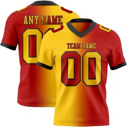 Maillot de Rugby personnalisé Rouge Jaune-Noir en maille, style dégradé