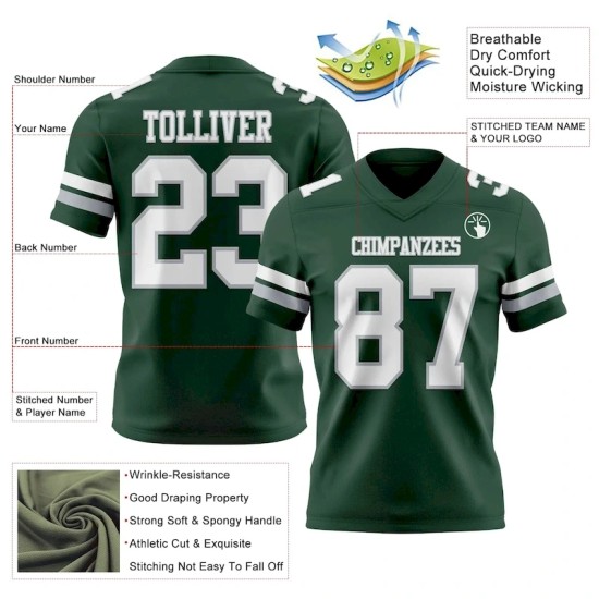 Maillot de Rugby personnalisé Vert Blanc-Gris en maille, style Maillot de Rugby personnalisé Vert Blanc-Gris en maille, style