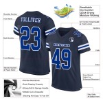 Maillot de Rugby personnalisé Bleu marine Royal-Blanc en maille, style