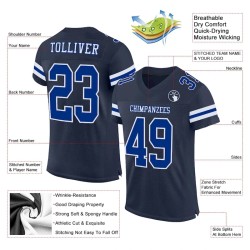 Maillot de Rugby personnalisé Bleu marine Royal-Blanc en maille, style