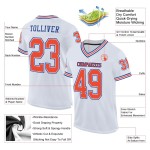 Maillot de Rugby personnalisé Blanc Orange-Royal en maille, style rétro Maillot de Rugby personnalisé Blanc Orange-Royal en maille, style rétro