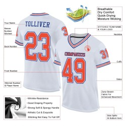 Maillot de Rugby personnalisé Blanc Orange-Royal en maille, style rétro