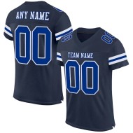 Maillot de Rugby personnalisé Bleu marine Royal-Blanc en maille, style