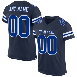 Maillot de Rugby personnalisé Bleu marine Royal-Blanc en maille, style