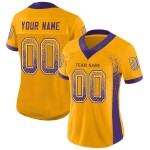 Maillot de Rugby personnalisé Or Violet-Blanc en maille, style Drift Maillot de Rugby personnalisé Or Violet-Blanc en maille, style Drift