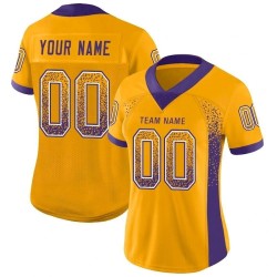 Maillot de Rugby personnalisé Or Violet-Blanc en maille, style Drift