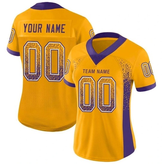 Maillot de Rugby personnalisé Or Violet-Blanc en maille, style Drift Maillot de Rugby personnalisé Or Violet-Blanc en maille, style Drift