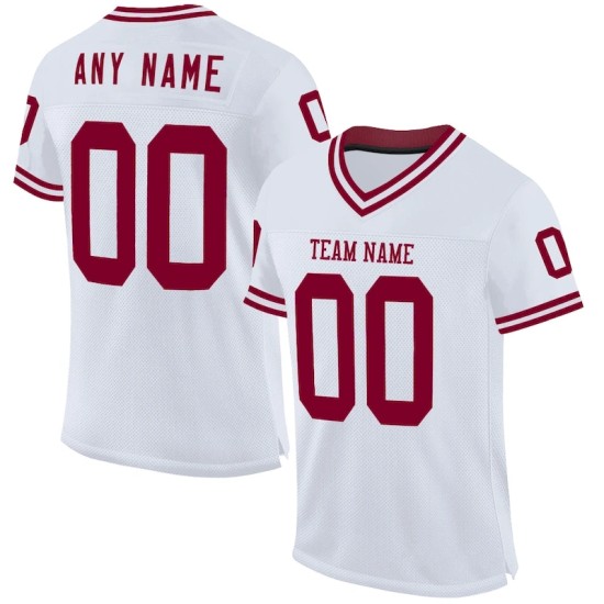 Maillot de Rugby personnalisé Blanc Bordeaux en maille, style rétro Maillot de Rugby personnalisé Blanc Bordeaux en maille, style rétro
