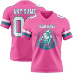 Maillot de Rugby personnalisé Rose Blanc-Teal en maille, style