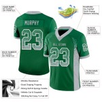 Maillot de Rugby personnalisé Vert Kelly Gris-Blanc en maille, style Drift Maillot de Rugby personnalisé Vert Kelly Gris-Blanc en maille, style Drift
