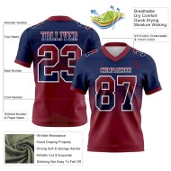 Maillot de Rugby personnalisé Bleu marine Crimson-Blanc en maille, dégradé carré pour flag Rugby Maillot de Rugby personnalisé Bleu marine Crimson-Blanc en maille, dégradé carré pour flag Rugby