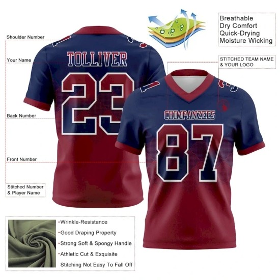 Maillot de Rugby personnalisé Bleu marine Crimson-Blanc en maille, dégradé carré pour flag Rugby Maillot de Rugby personnalisé Bleu marine Crimson-Blanc en maille, dégradé carré pour flag Rugby