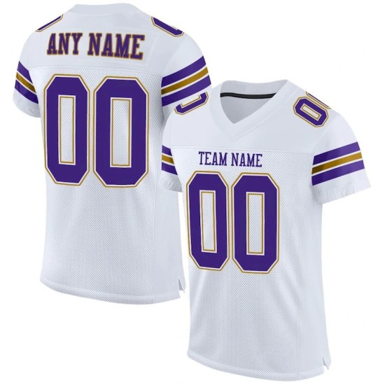 Maillot de Rugby personnalisé Blanc Violet-Or vieilli en maille, style