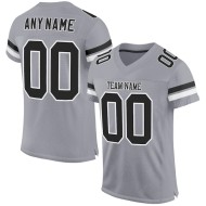 Maillot de Rugby personnalisé Gris clair Noir-Blanc en maille, style