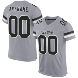Maillot de Rugby personnalisé Gris clair Noir-Blanc en maille, style