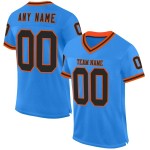 Maillot de Rugby personnalisé Bleu poudré Noir-Orange en maille, style rétro