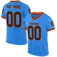 Maillot de Rugby personnalisé Bleu poudré Noir-Orange en maille, style rétro