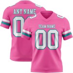 Maillot de Rugby personnalisé Rose Blanc-Teal en maille, style
