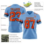 Maillot de Rugby personnalisé Bleu clair Orange-Noir en maille, style