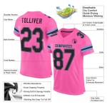 Maillot de Rugby personnalisé Rose Noir-Bleu clair en maille, style