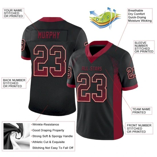 Maillot de Rugby personnalisé Noir Crimson-Crème en maille, style Drift