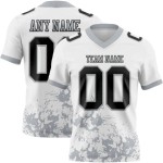 Maillot de Rugby personnalisé Blanc Noir-Gris en maille, effet Maillot de Rugby personnalisé Blanc Noir-Gris en maille, effet