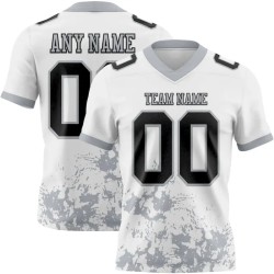 Maillot de Rugby personnalisé Blanc Noir-Gris en maille, effet