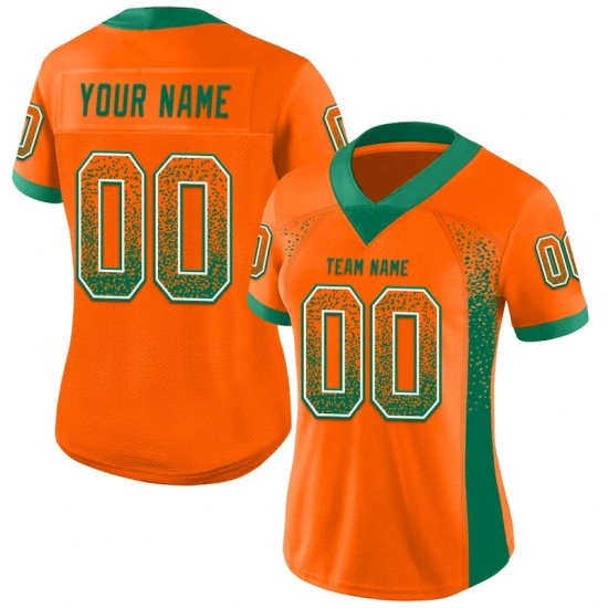 Maillot de Rugby personnalisé Orange Vert Kelly-Blanc en maille, style Drift Maillot de Rugby personnalisé Orange Vert Kelly-Blanc en maille, style Drift