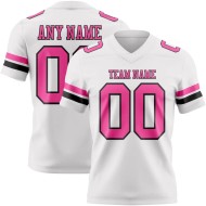 Maillot de Rugby personnalisé Blanc Rose-Noir en maille, style