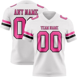 Maillot de Rugby personnalisé Blanc Rose-Noir en maille, style