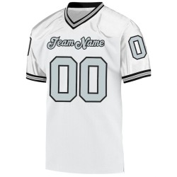 Maillot de Rugby personnalisé Blanc Argent-Noir en maille, style rétro