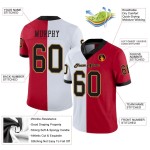 Maillot de Rugby personnalisé Rouge Noir-Blanc en maille, style Split