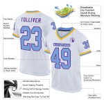 Maillot de Rugby personnalisé Blanc Bleu clair Violet-Or en maille, style rétro