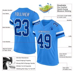 Maillot de Rugby personnalisé Bleu poudré Royal-Blanc en maille, style