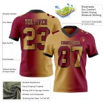 Maillot de Rugby personnalisé Bordeaux Jaune vieilli-Noir en maille, style dégradé