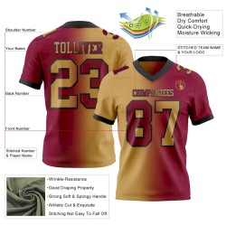 Maillot de Rugby personnalisé Bordeaux Jaune vieilli-Noir en maille, style dégradé
